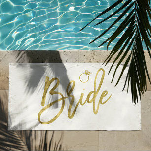 Serviette de plage de mariée avec anneau en faux o