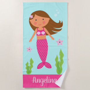 Serviette de plage de Mermaid Peau moyenne, cheveu