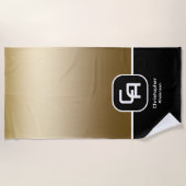 Serviette de plage de Monogramme d'or métallique (Devant)