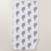 Serviette de plage de Narwhals d'arc-en-ciel (Devant)