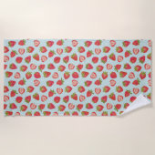 Serviette de plage de Pale Mint Red Summer Fruit (Devant)