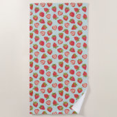 Serviette de plage de Pale Mint Red Summer Fruit (Devant)