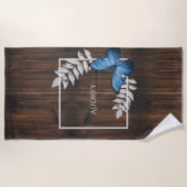 Serviette de plage de Papillon bleu rustique (Devant)