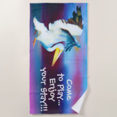 serviette de plage de pélican blanc aquarelle (Devant)