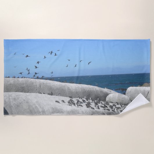 Serviette de plage de pingouins et d'oiseaux de (Devant)