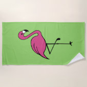 Serviette de plage de piscine Flamant Rose Rétro C (Devant)