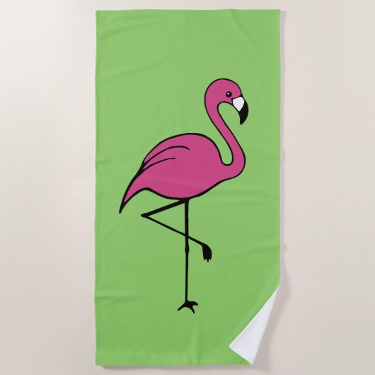 Serviette de plage de piscine Flamant Rose Rétro C (Devant)