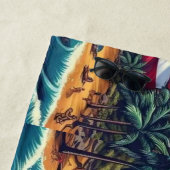 Serviette de plage de Porto Rico avec drapeau (En situation)