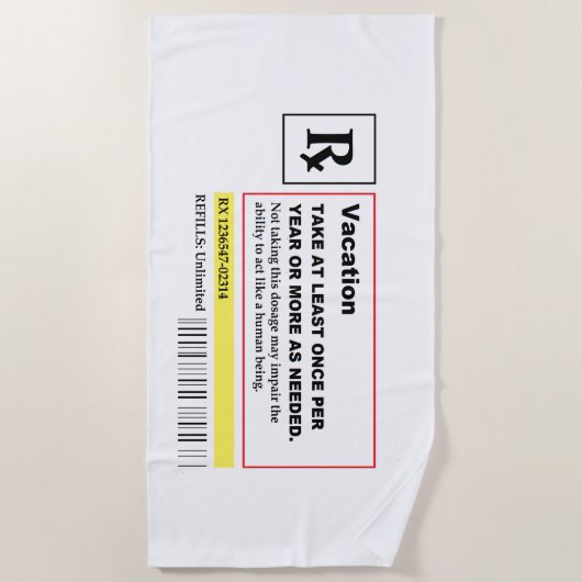 Serviette de plage "de prescription de vacances" (Devant)