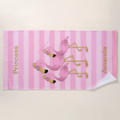 Serviette De Plage 👑 de princesse Flamingo (Devant)