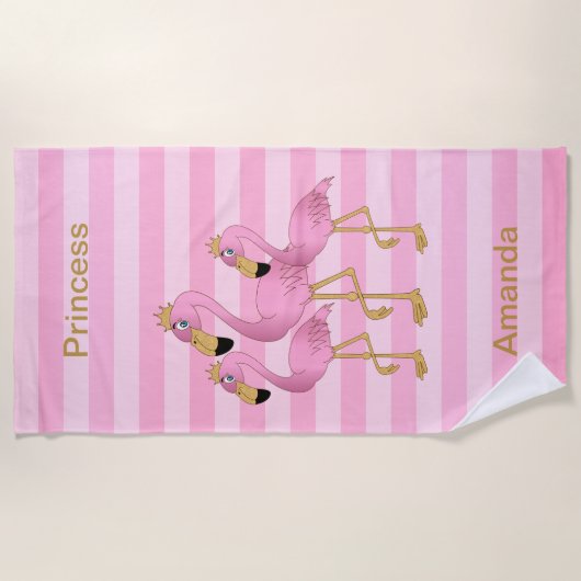 Serviette De Plage 👑 de princesse Flamingo (Devant)