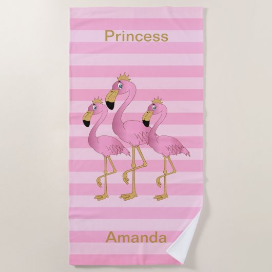 Serviette De Plage 👑 de princesse Flamingo (Devant)