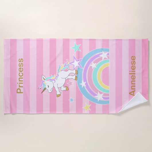 Serviette De Plage 🦄 de princesse Unicorn (Devant)