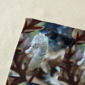 Serviette de plage de Seahorse blanc (En situation)