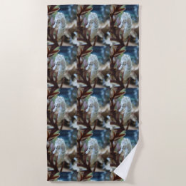 Serviette de plage de Seahorse blanc