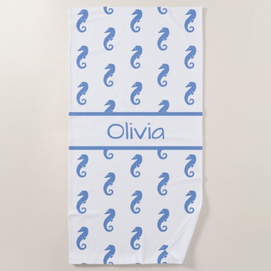 Serviette de plage de Seahorse personnalisée (Devant)