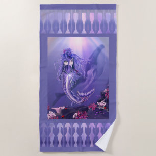 Serviette de plage de sirène d'océan violet
