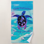Serviette de plage de sirène et tortue (Devant)