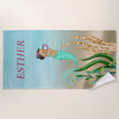 Serviette de plage de sirène pour filles d'Amériqu (Devant)