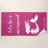 Serviette de plage de sirène rose mignonne avec no (Devant)