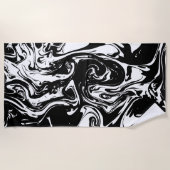 Serviette de plage de style Marbre blanc et noir (Devant)