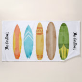 Serviette de plage de Surfboard personnalisable (Devant)