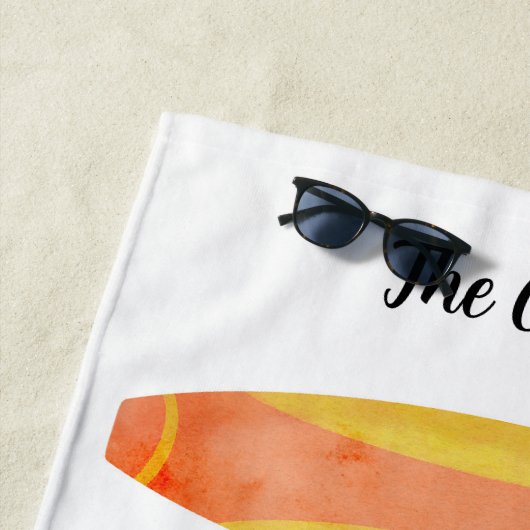 Serviette de plage de Surfboard personnalisable (En situation)