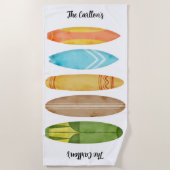 Serviette de plage de Surfboard personnalisable (Devant)