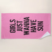 Serviette de plage de typographie noire rose (Devant)