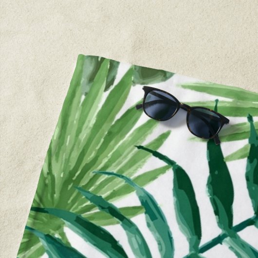 Serviette de plage de week-end à feuille de palmie (En situation)