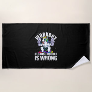 Serviette De Plage Débardeur licorne Workout Parce que le meurtre est