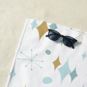 Serviette De Plage Début atomique milieu du siècle moderne Aqua Gold (En situation)