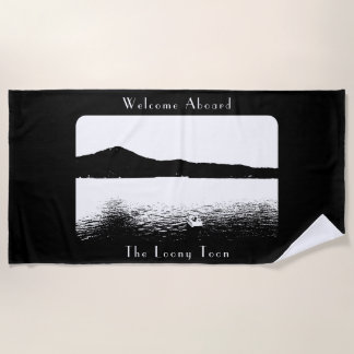 Serviette De Plage Décor de bateau moderne personnalisé Noir Blanc Po
