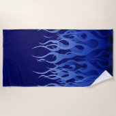 Serviette De Plage Décor de emballage bleu de flammes sur a (Devant)