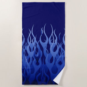 Serviette De Plage Décor de emballage bleu de flammes sur a