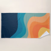 Serviette De Plage Décor de style rétro des vagues (Devant)