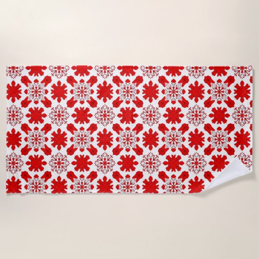 Serviette De Plage Décor de vacances flocon de neige rouge (Devant)