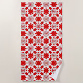 Serviette De Plage Décor de vacances flocon de neige rouge (Devant)