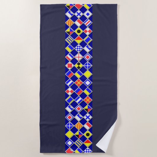 Serviette De Plage Décor des drapeaux de signalisation nautique sur u (Devant)
