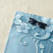 Serviette de plage décorative florale bleue (En situation)