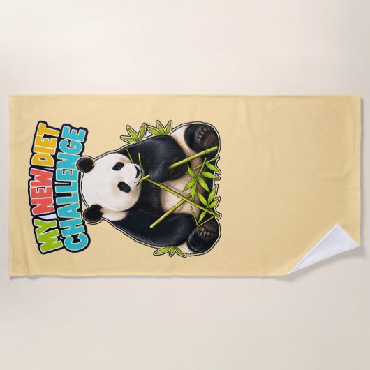 Serviette de plage Défi de régime de Panda drôle (Devant)