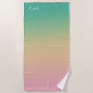 Serviette De Plage Dégradé Ombre personnalisé Turquoise rose rose poc