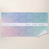 Serviette De Plage Dégradé pastel et spot avec rayure personnalisée (Devant)