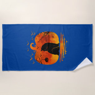 SERVIETTE DE PLAGE DÉGUISEMENT CITROUILLE CHAT HALLOWEEN AMATEUR DE C