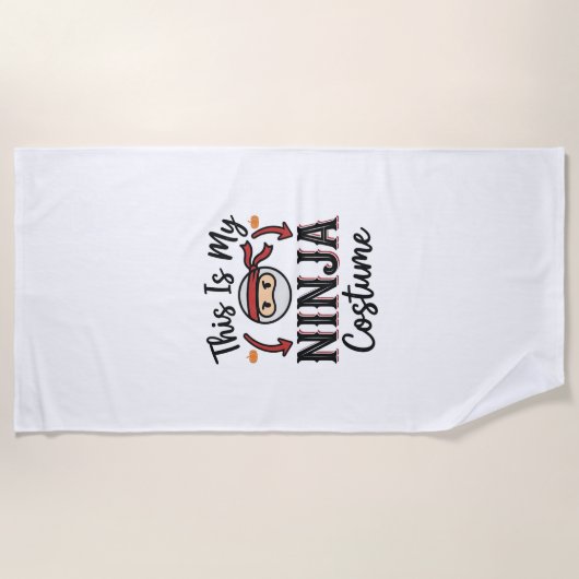 Serviette De Plage Déguisement de ninja drôle Design vectoriel Hallow (Devant)
