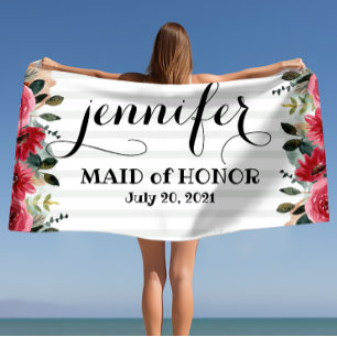 Serviette De Plage Demoiselle d'honneur Bachelorette Personnalisé