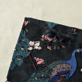 Serviette De Plage Demoiselle d'honneur élégante Paon et Fleur Noir (En situation)