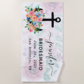Serviette De Plage Demoiselle d'honneur personnalisée à l'ancre flora (Devant)