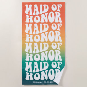 Serviette De Plage Demoiselle d'Honneur Rétro Ombré Enterrement de Vi