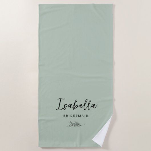 Serviette De Plage Demoiselles d'honneur Vert Sauge avec Botanique (Devant)